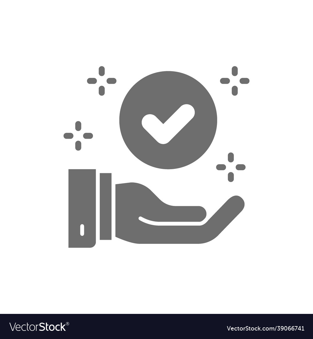 Hand With Check Mark Best Choice Quality Control Vector Image