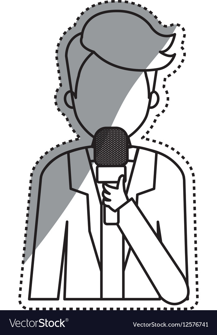 Journalist with microphone Royalty Free Vector Image