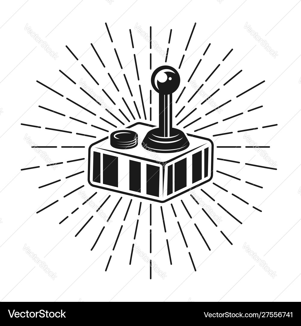 Joystick for retro console with rays Royalty Free Vector