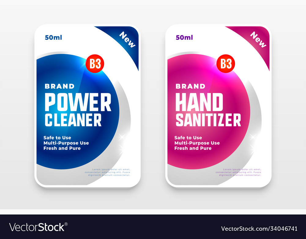 Laundry detergent and hand sanitizer labels set