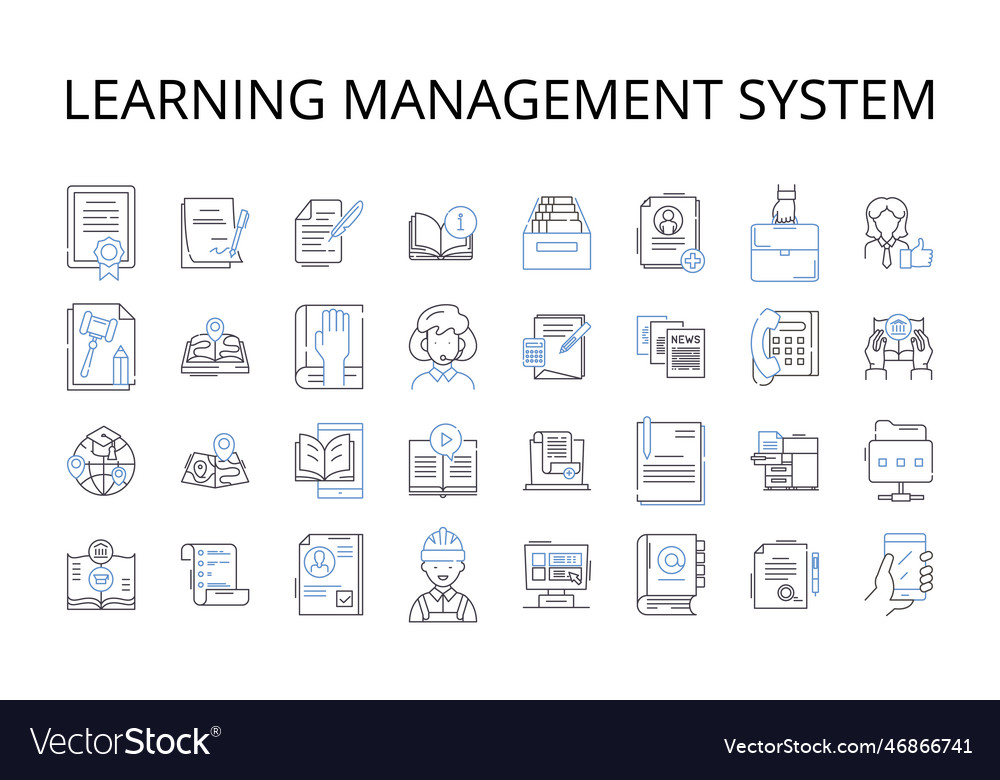 Learning management system line icons collection Vector Image Learning management system line icons collection