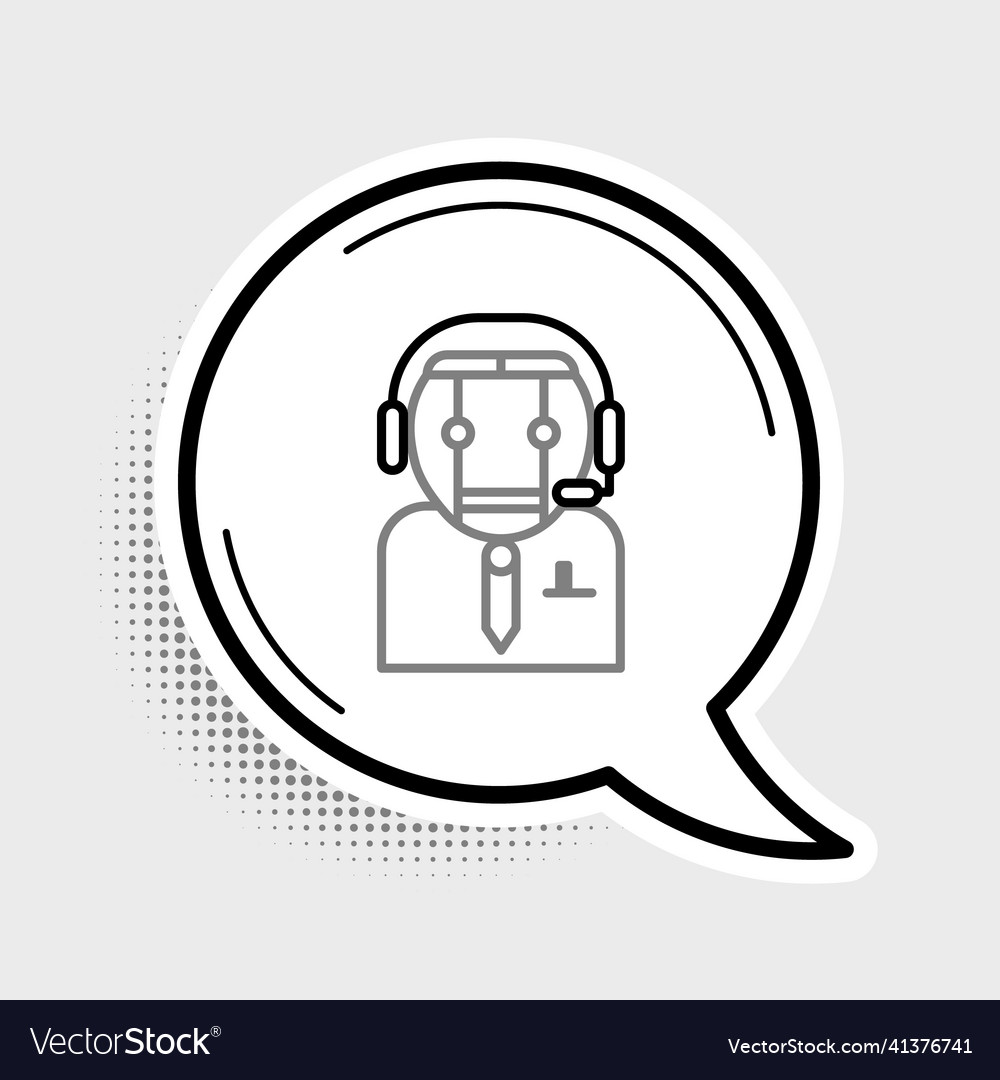 Line worker robot icon isolated on grey background vector image Line worker robot icon isolated on grey background