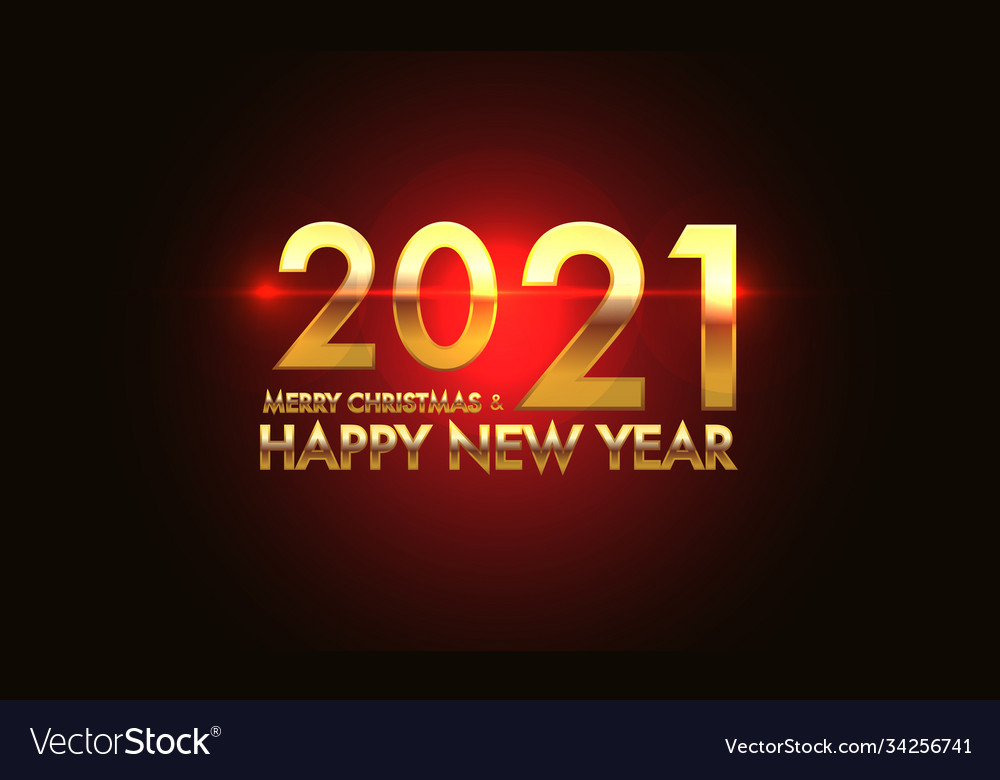 Merry christmas happy new year 2021 gold red Vector Image