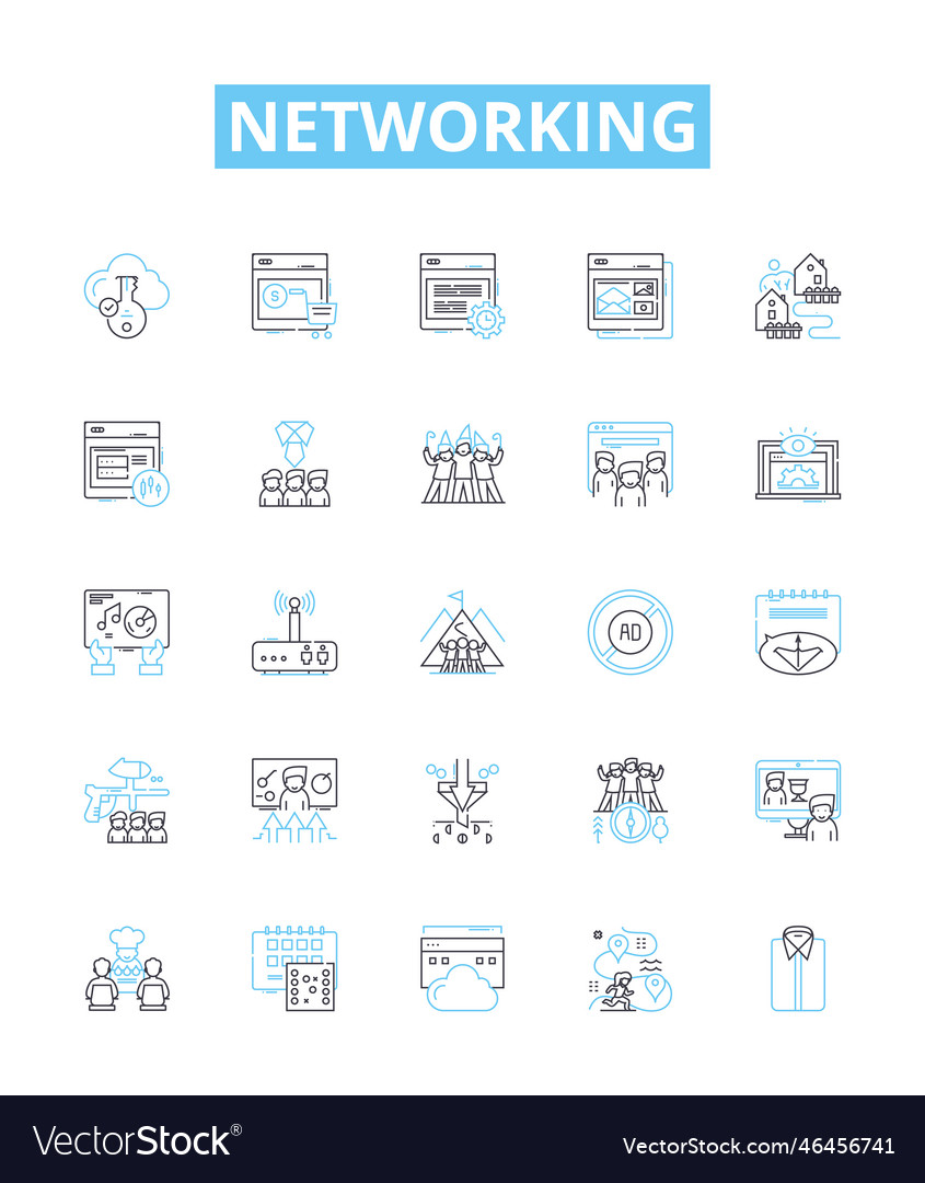 Networking line icons set lan vector image Networking line icons set lan