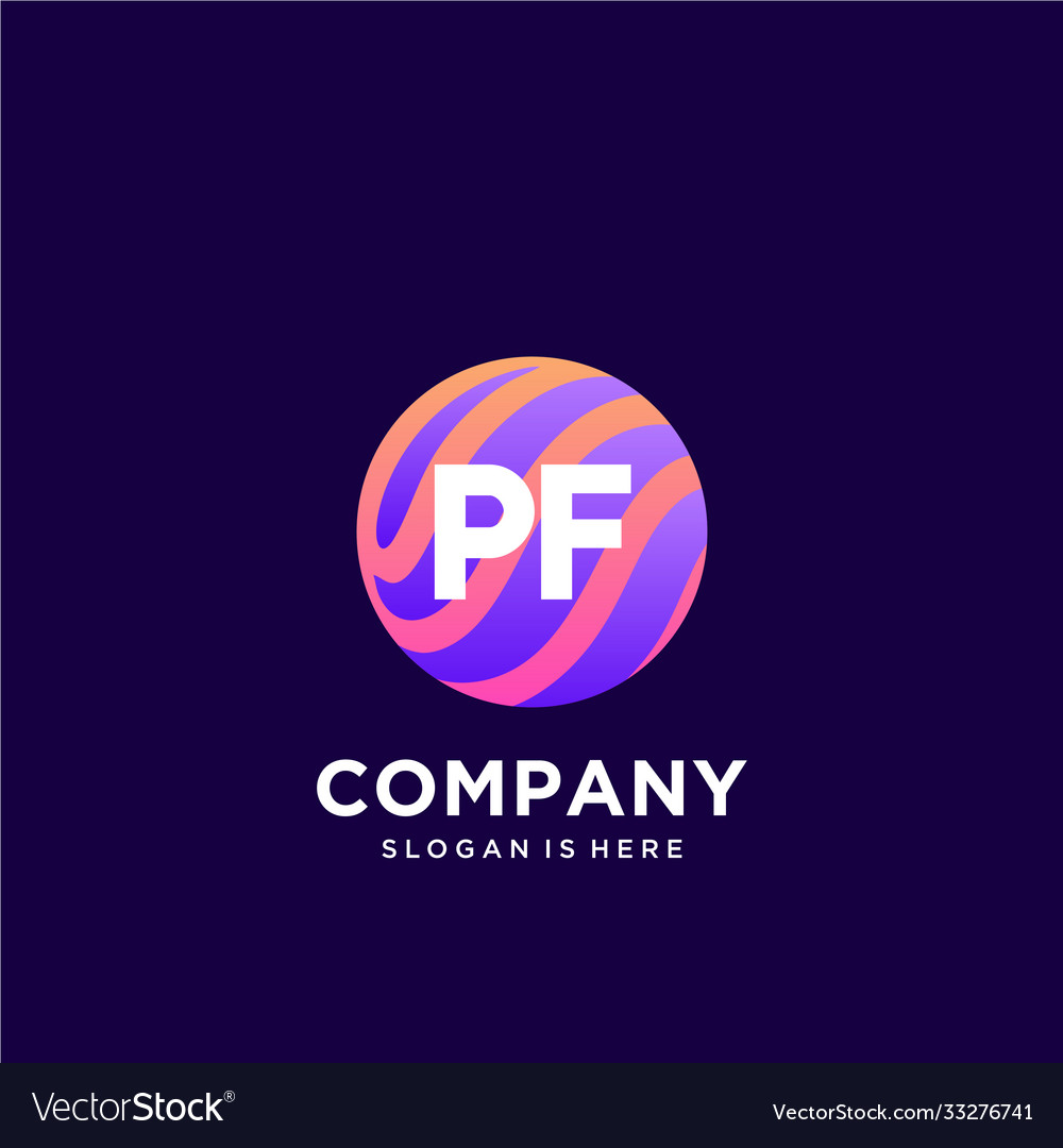 Pf initial logo with colorful template