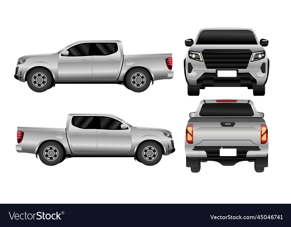 Pickup Truck With White Background Royalty Free Vector Image