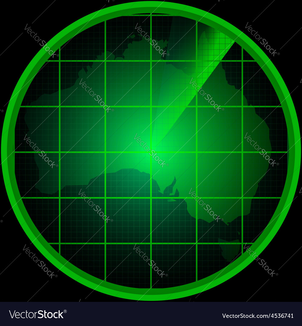 Radar screen with a silhouette of australia