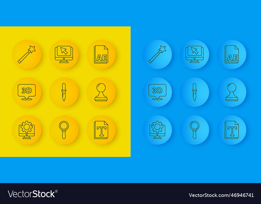 Set line computer monitor and gear speech bubble vector image Set line computer monitor and gear speech bubble