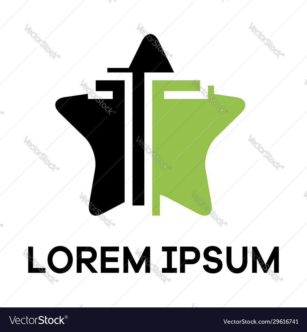 T letter logo design in star shape