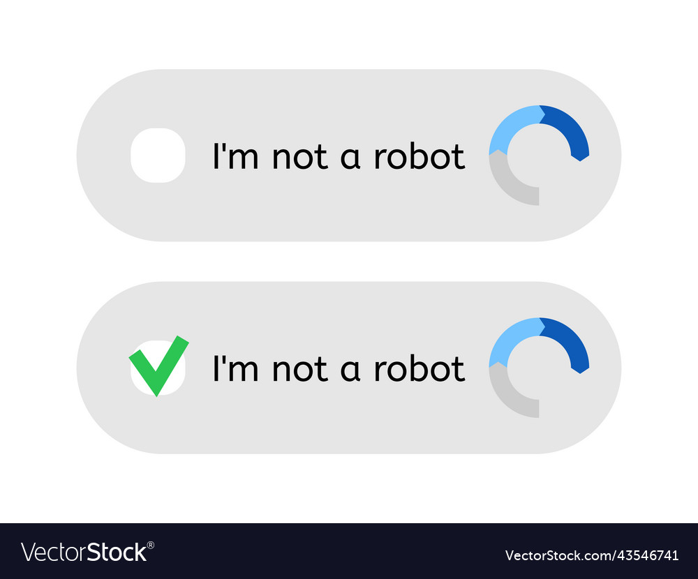 Template for entering captcha im not a robot vector image Template for entering captcha im not a robot