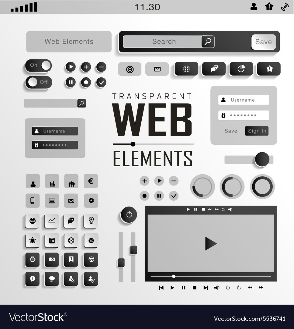 Web elements buttons and labels site