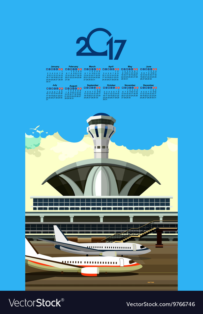 17 Calendar Airport Royalty Free Vector Image