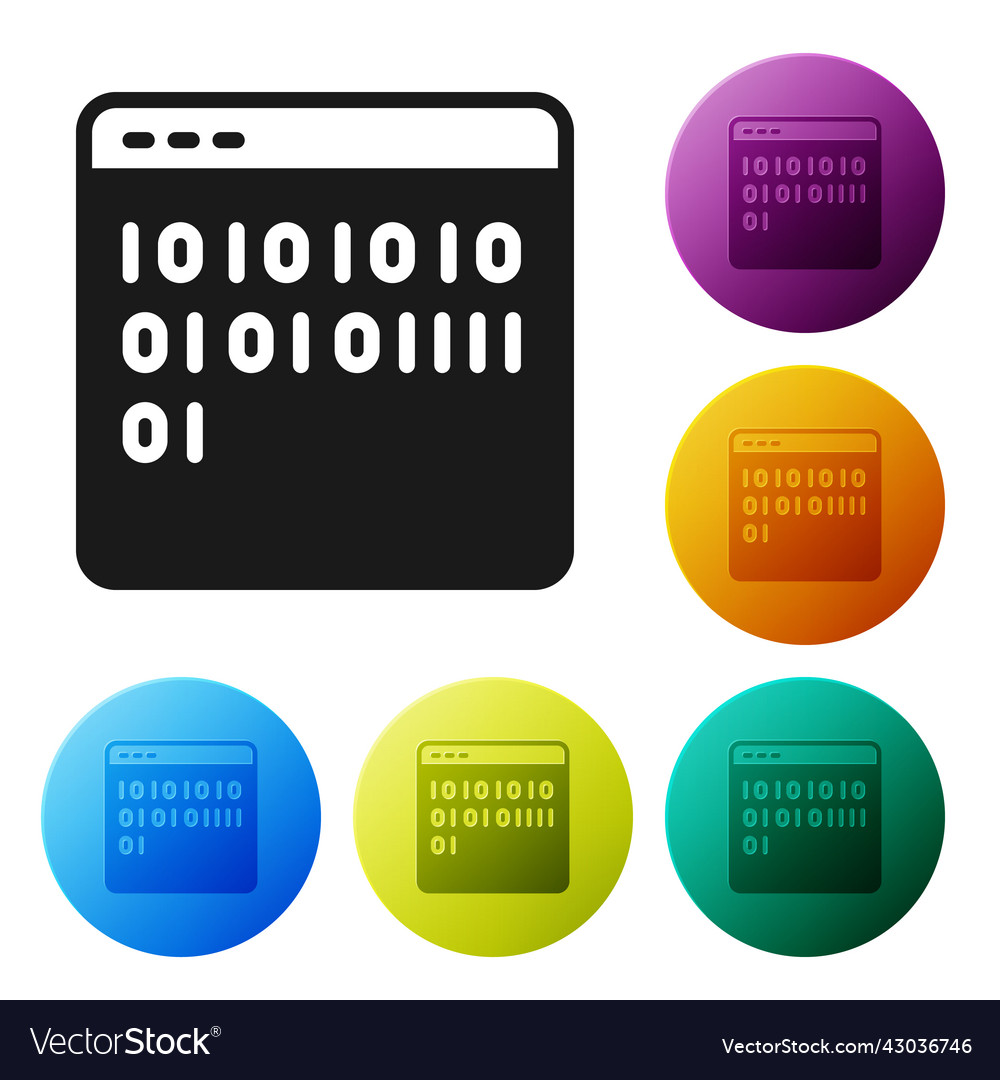 Black binary code icon isolated on white vector image Black binary code icon isolated on white