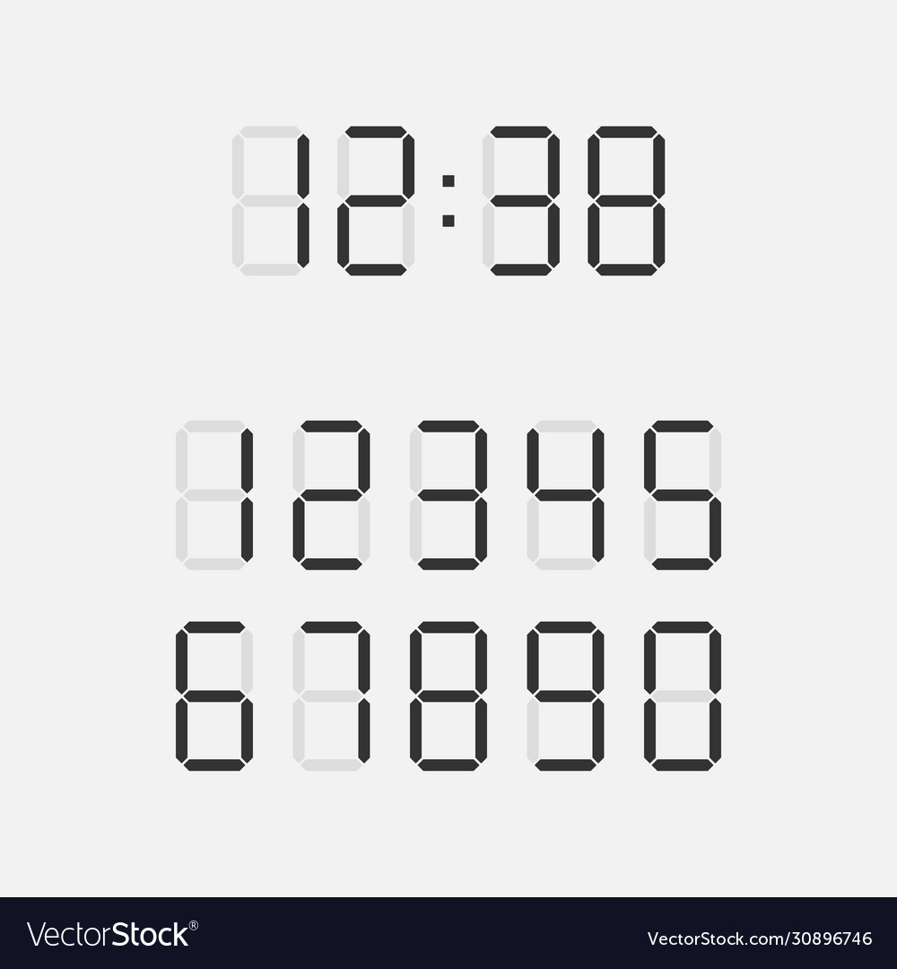 Digital clock number set electronic figures
