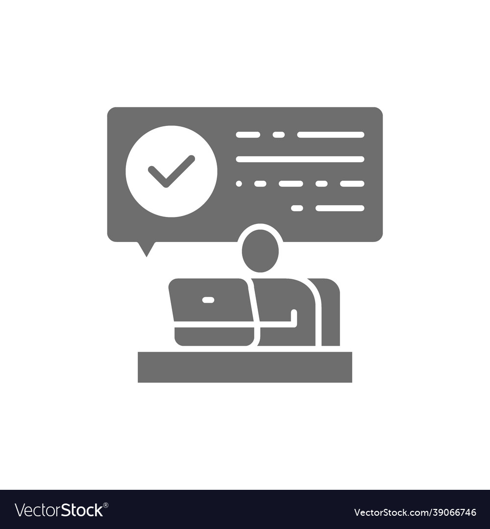 Man at computer received letter with confirmation vector image Man at computer received letter with confirmation