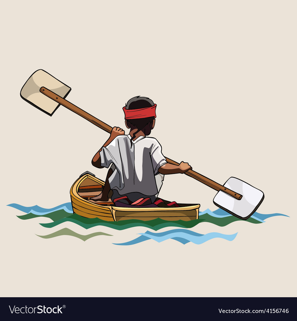 Man in Canoe with Paddle