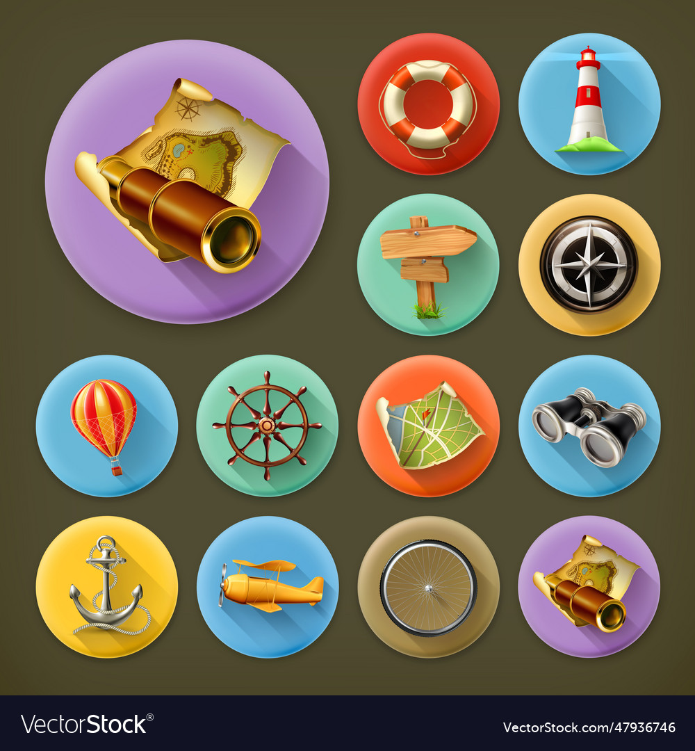 Navigation long shadow icon set