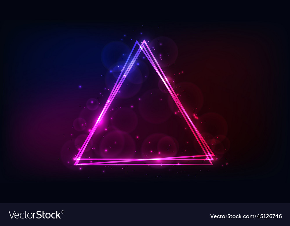 Neon triangular frame with shining effects vector image Neon triangular frame with shining effects