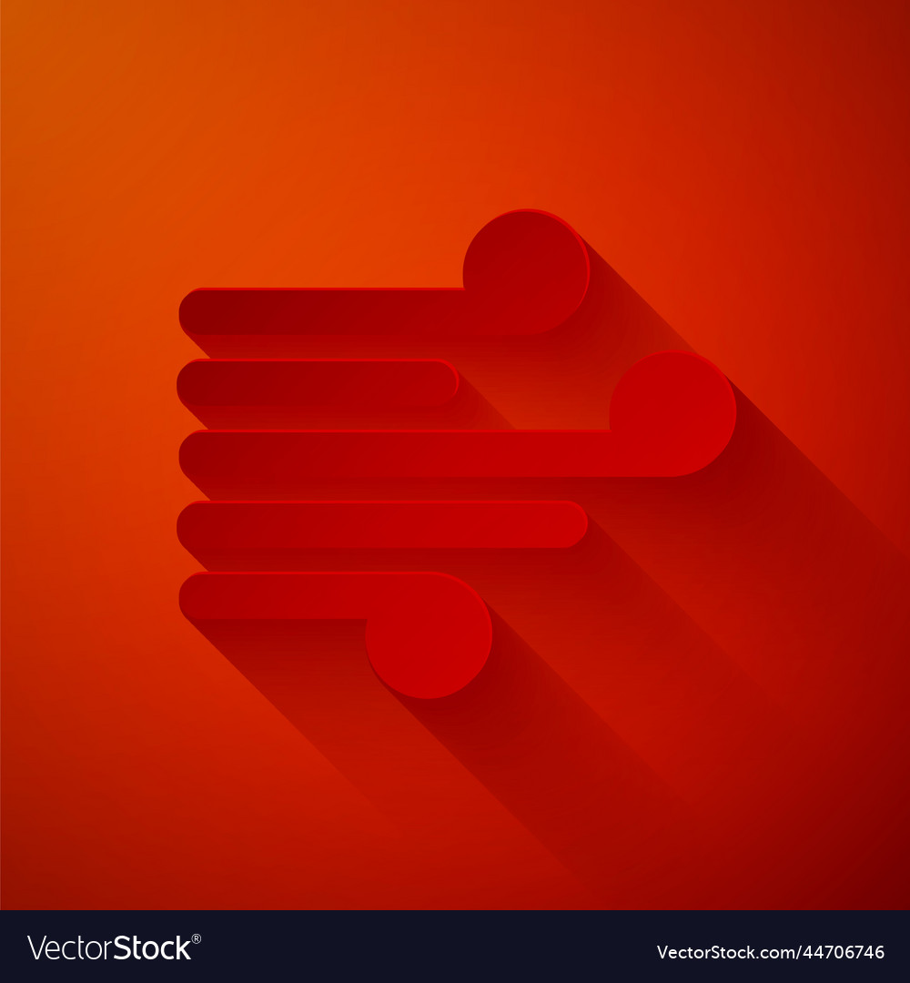 Paper cut wind icon isolated on red background