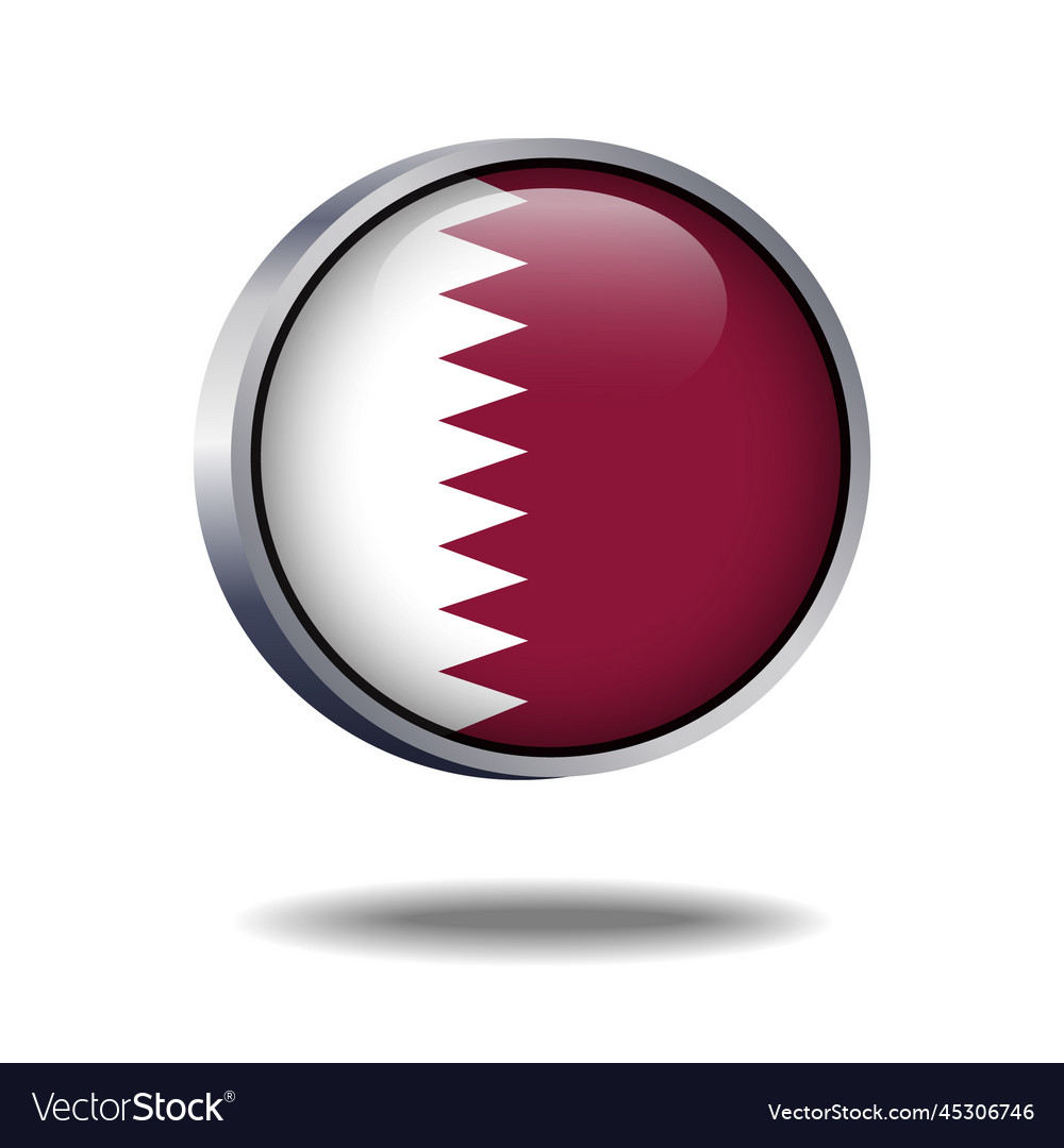 Qatar flag button Vector Image Qatar flag button