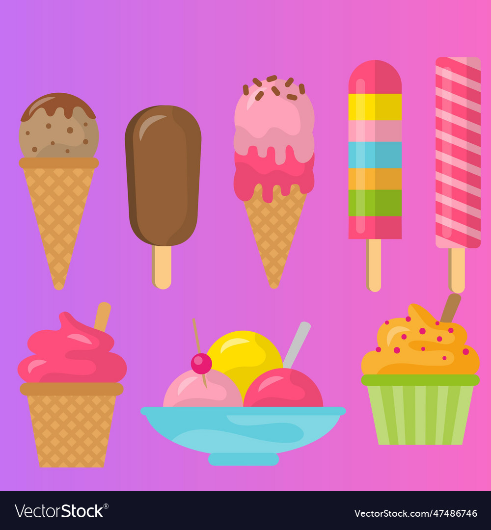 Set Of Icecream In Different Flavors Royalty Free Vector