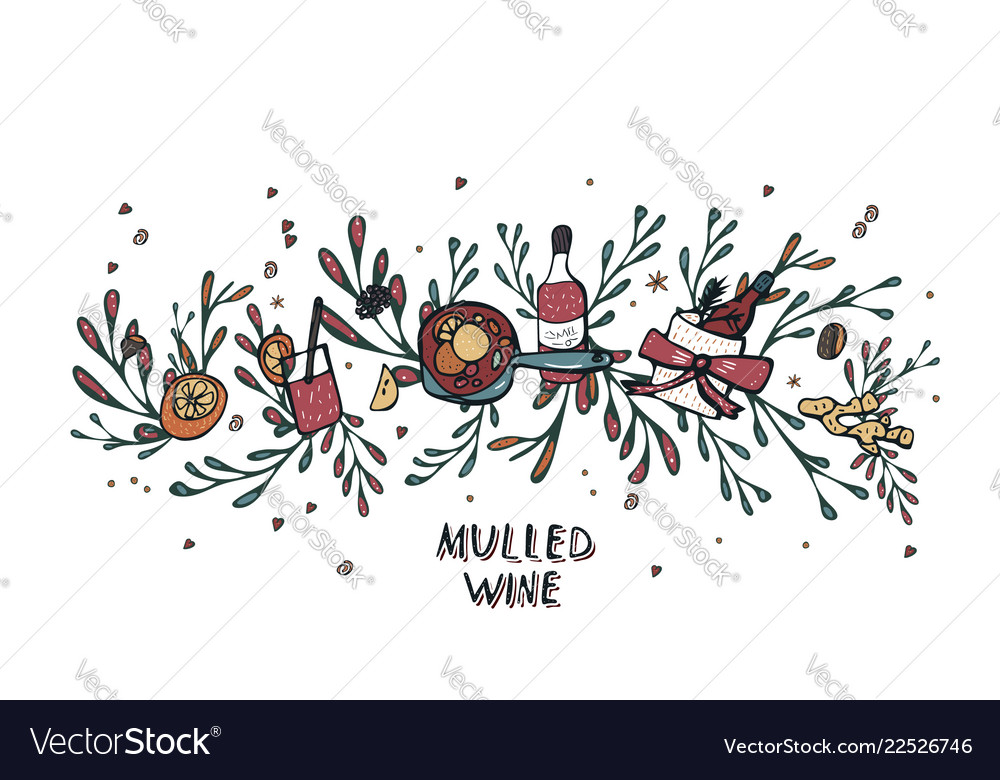 Set of mulled wine elements and objects Vector Image Set of mulled wine elements and objects