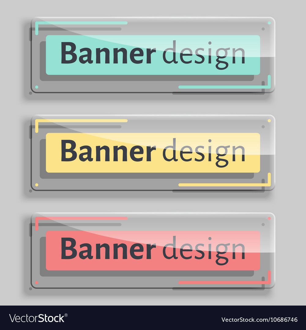Set of three realistic abstract transparent