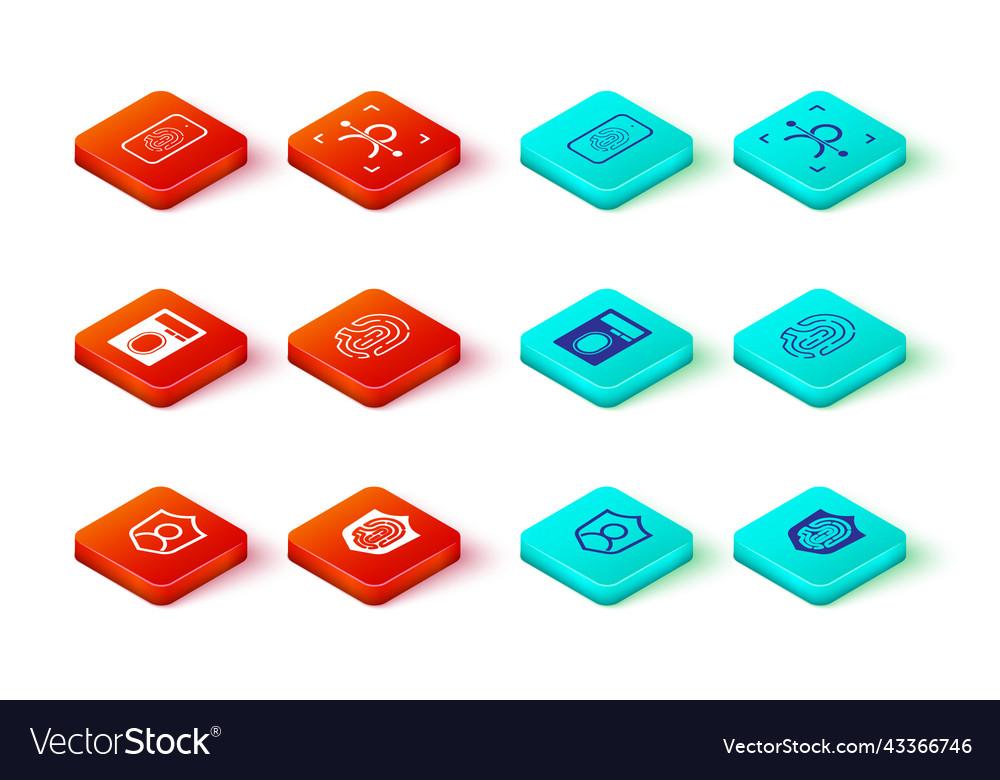 Set user protection fingerprint in shield vector image Set user protection fingerprint in shield