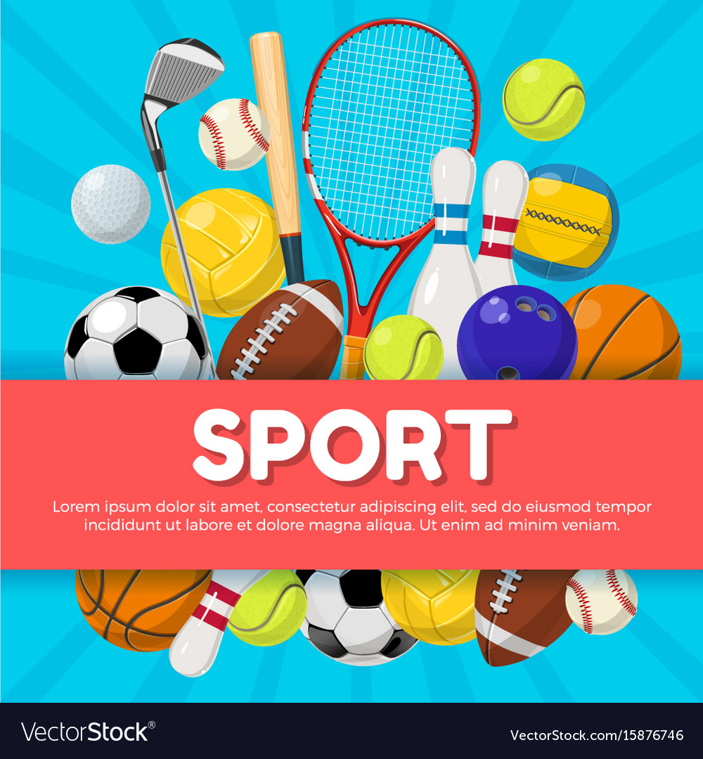 Sport Poster Design Different Equipment On Vector Image