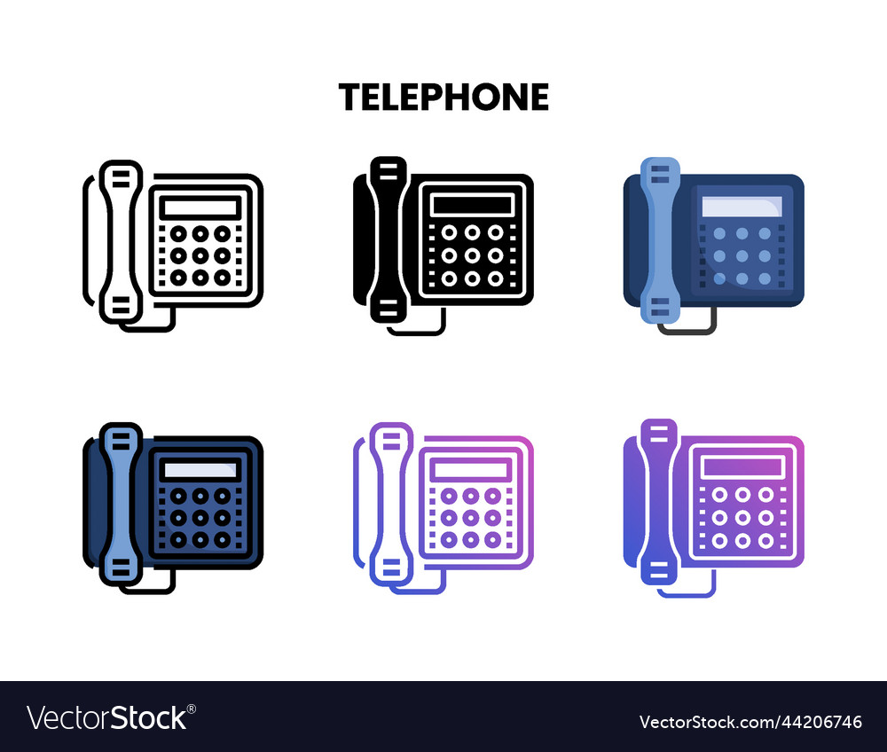 Telephone icon set with different styles