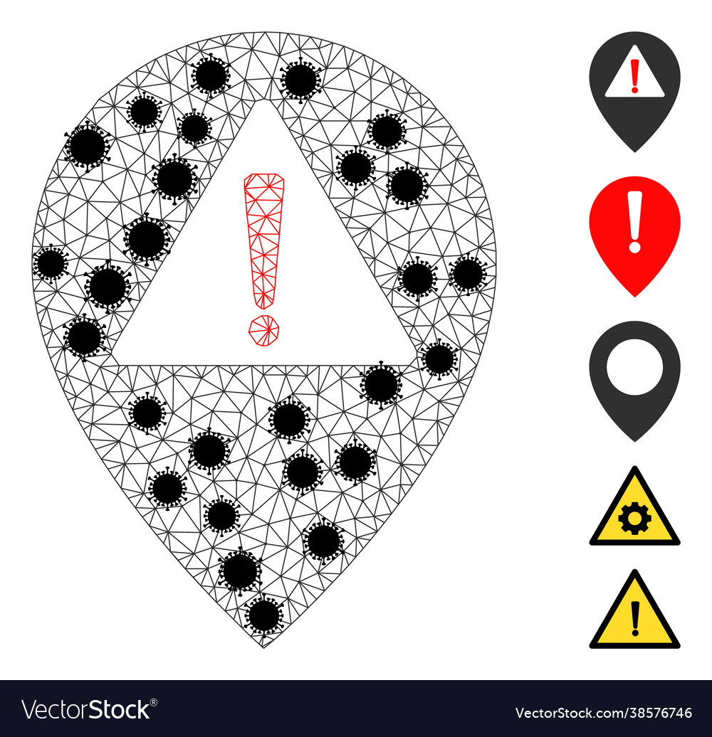 Warning map pointer polygonal mesh icon Vector Image Warning map pointer polygonal mesh icon