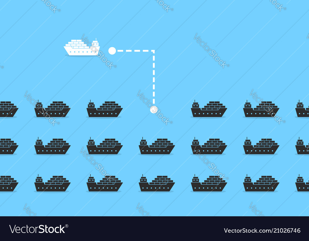 White ship changing direction like redirection