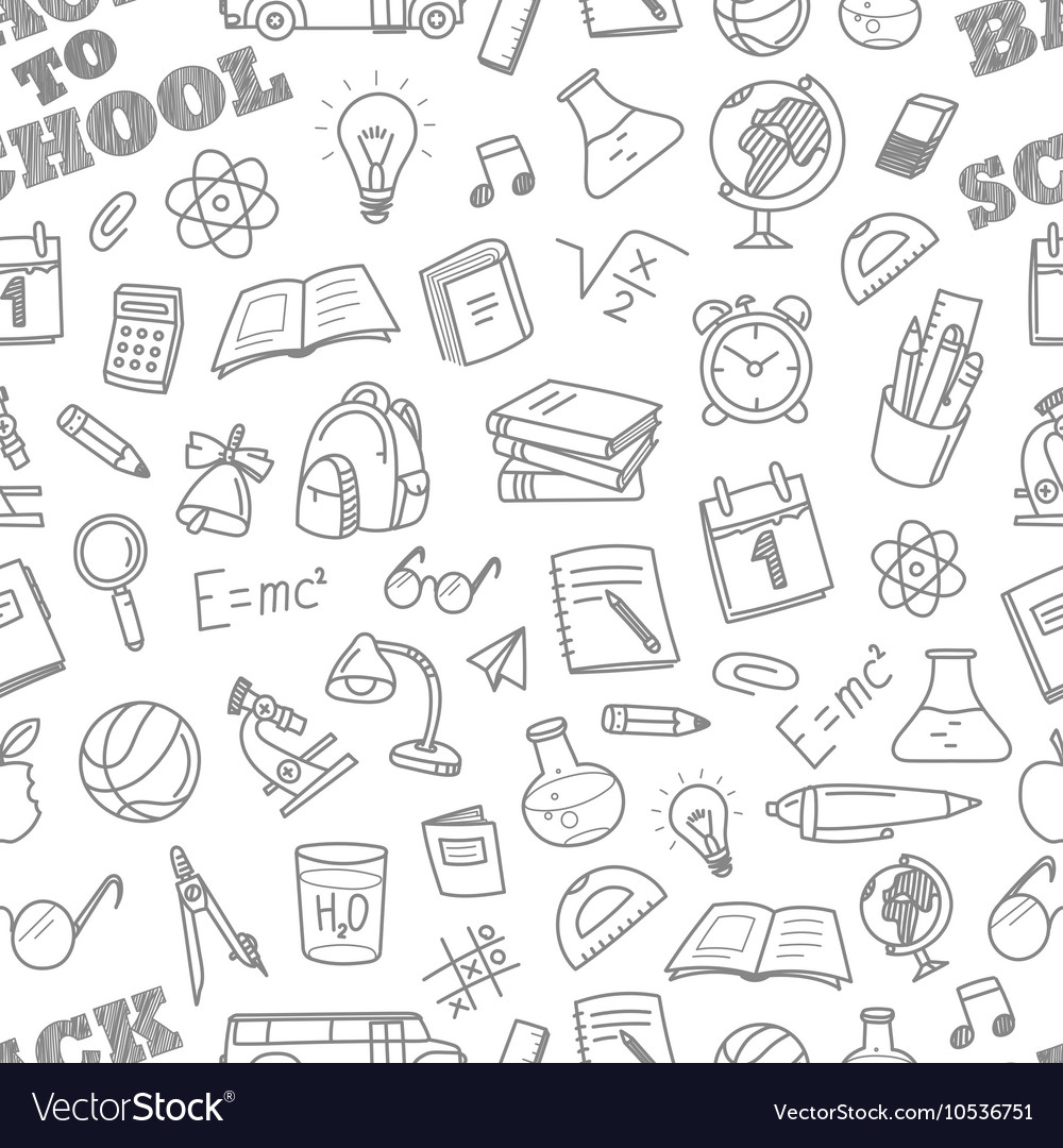 Back to school chalk doodles seamless pattern Vector Image