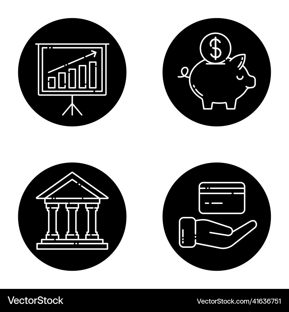 Business glyph flat icon set isolated on white Vector Image
