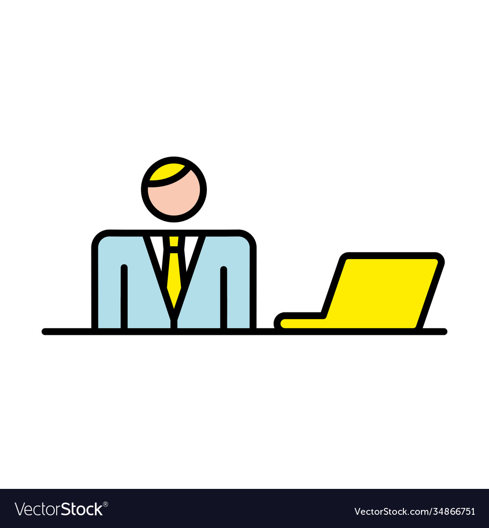 Business man with laptop avatar character