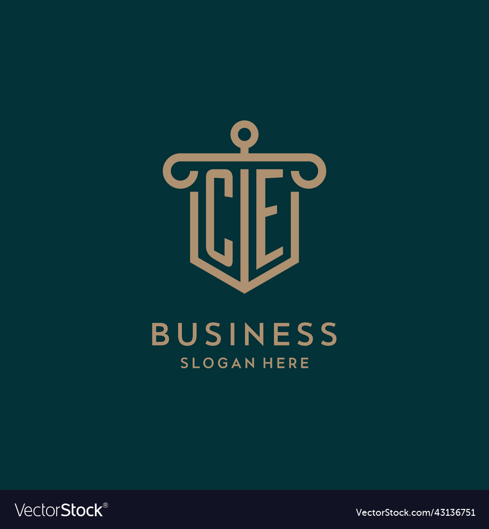 Ce monogram initial logo design with shield