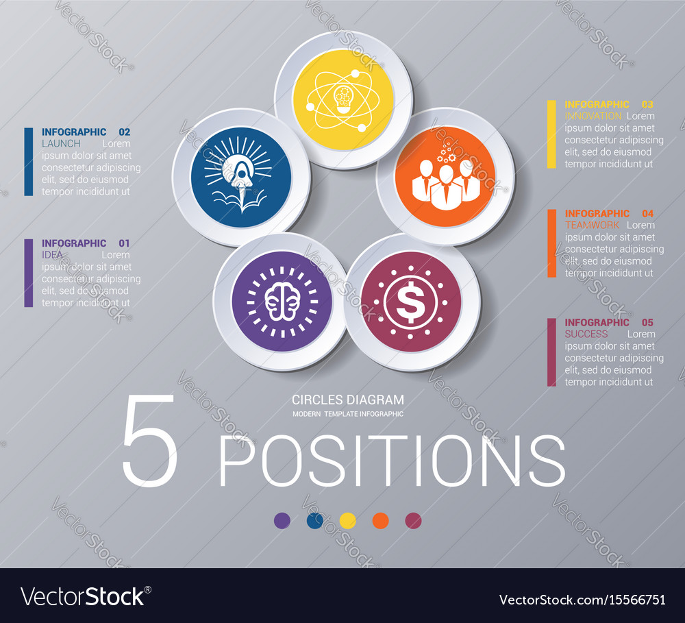 circles diagram elements template infographics 5 vector image