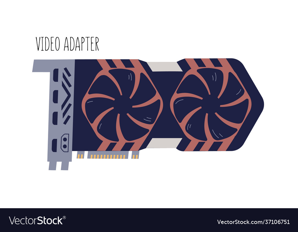 Computer video card with fans display graphics vector image Computer video card with fans display graphics
