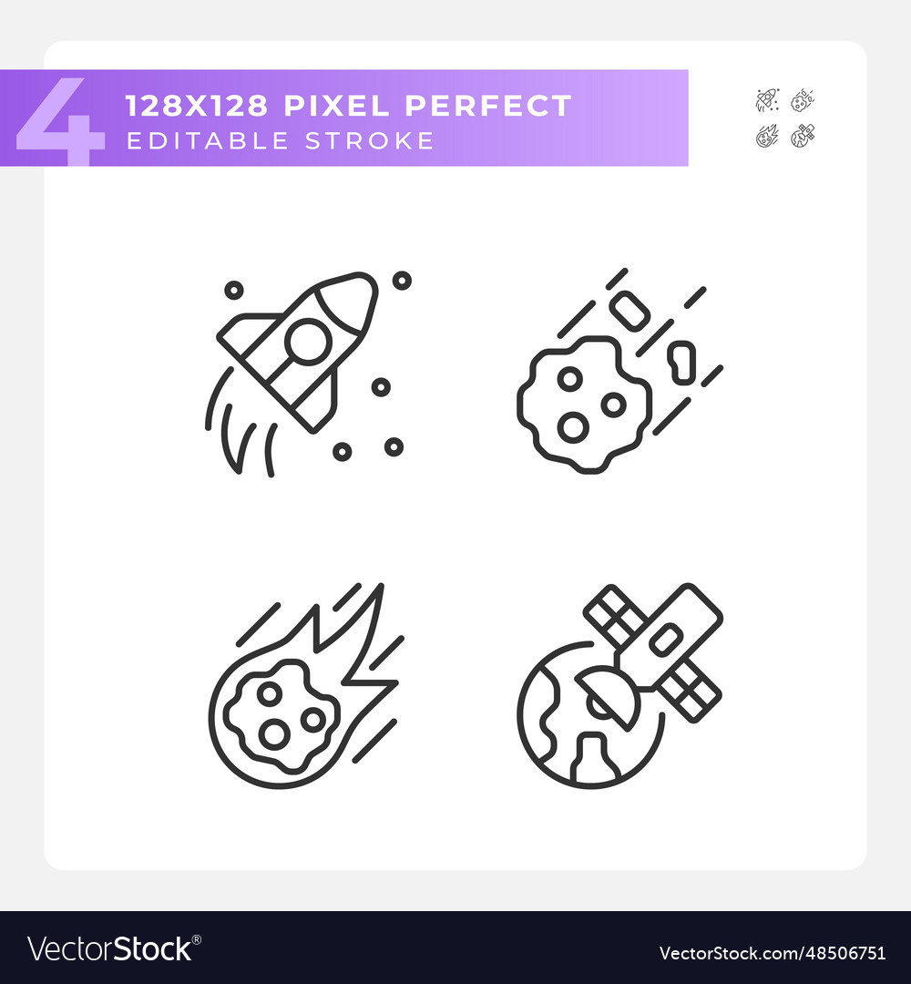 Cosmic exploration pixel perfect linear icons set