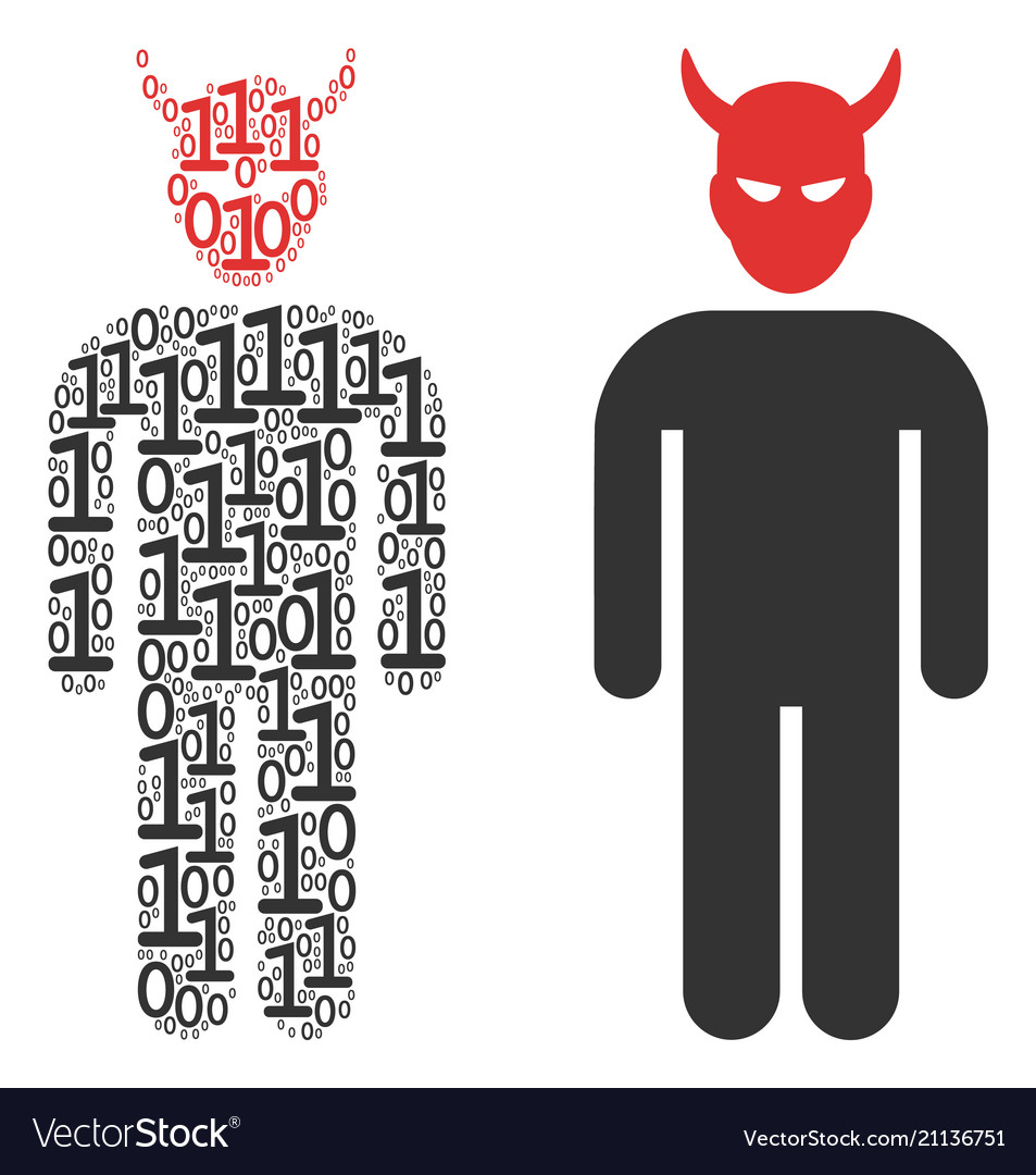 Daemon collage of binary digits vector image Daemon collage of binary digits