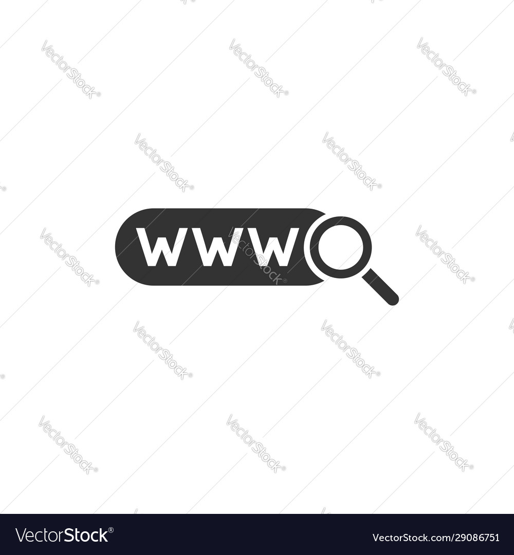 Global search icon in flat style website address vector image Global search icon in flat style website address