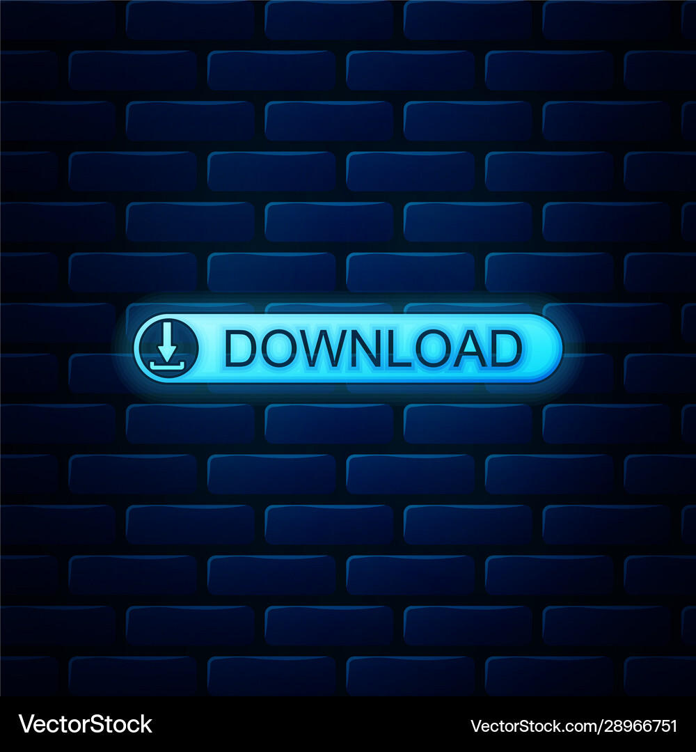 Glowing Neon Download Button With Arrow Icon Vector Image