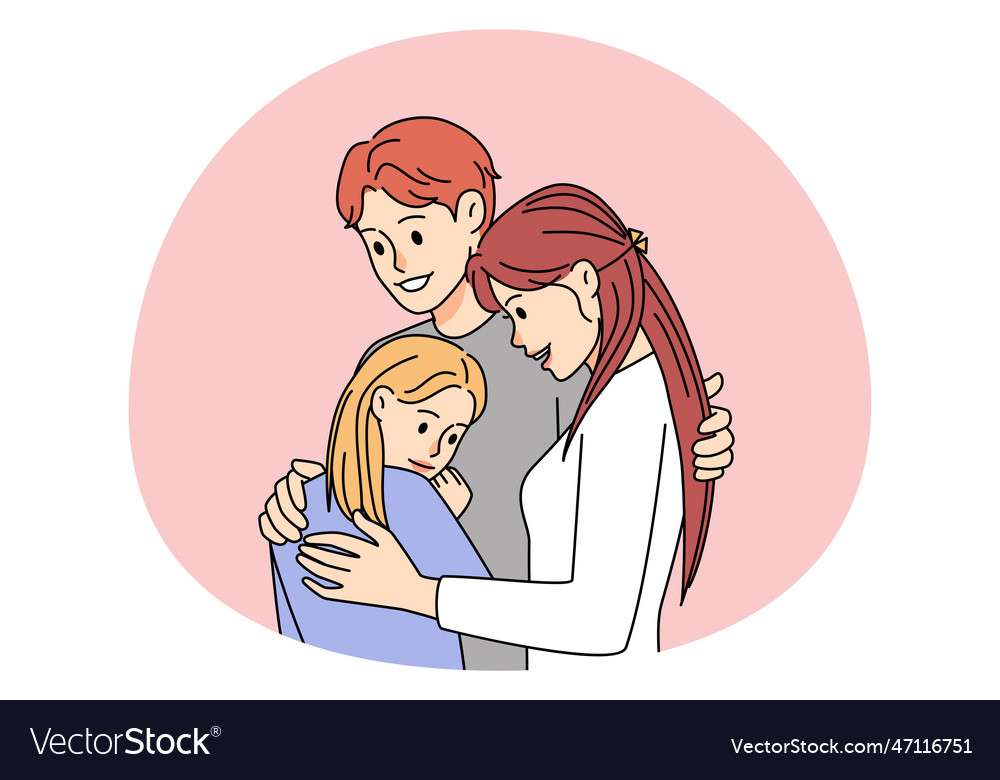 Happy family with kid hugging Royalty Free Vector Image