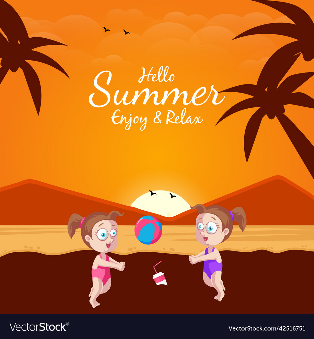 Hello summer enjoy and relax banner design Vector Image