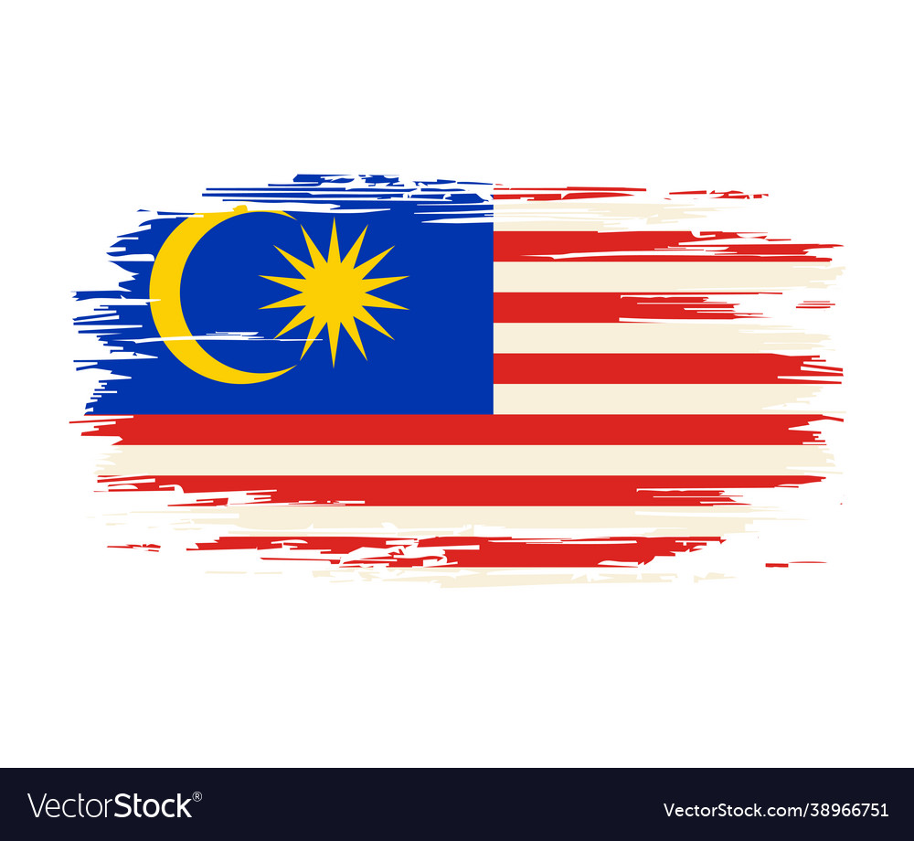 Malaysian flag brush grunge background Royalty Free Vector