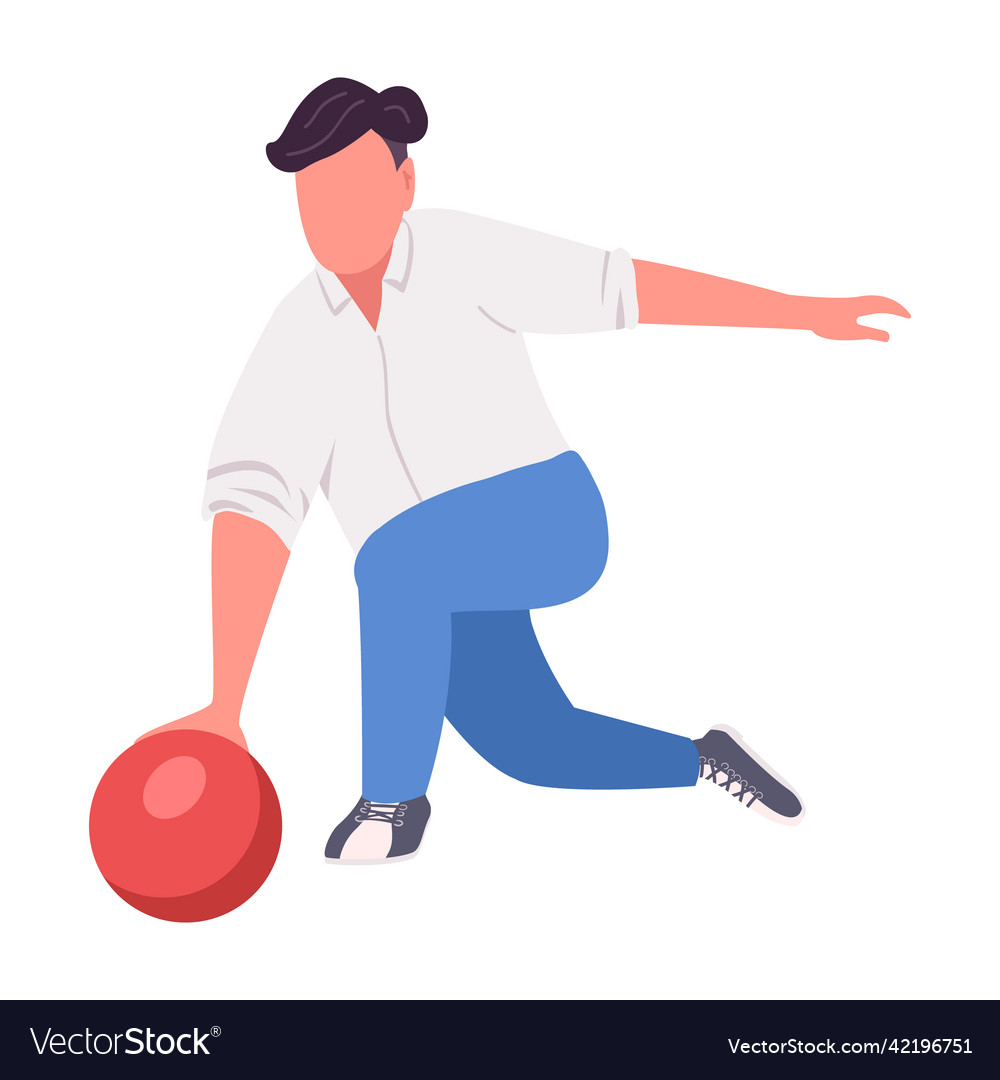 Man throwing bowling ball semi flat color