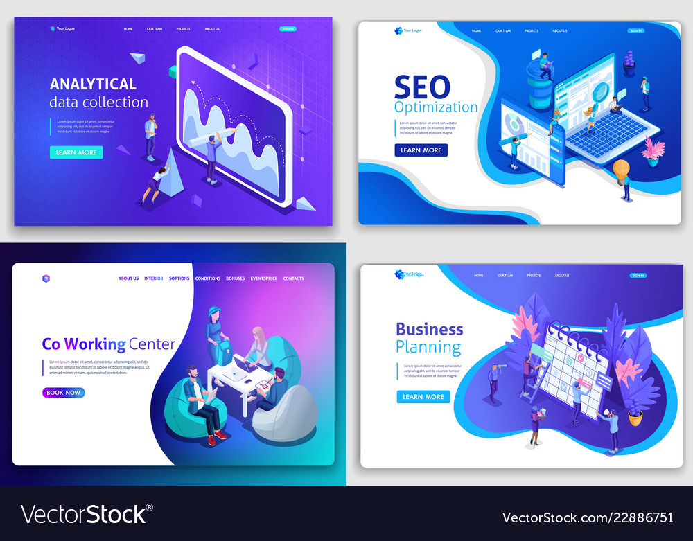 Set of web page design templates for business Vector Image