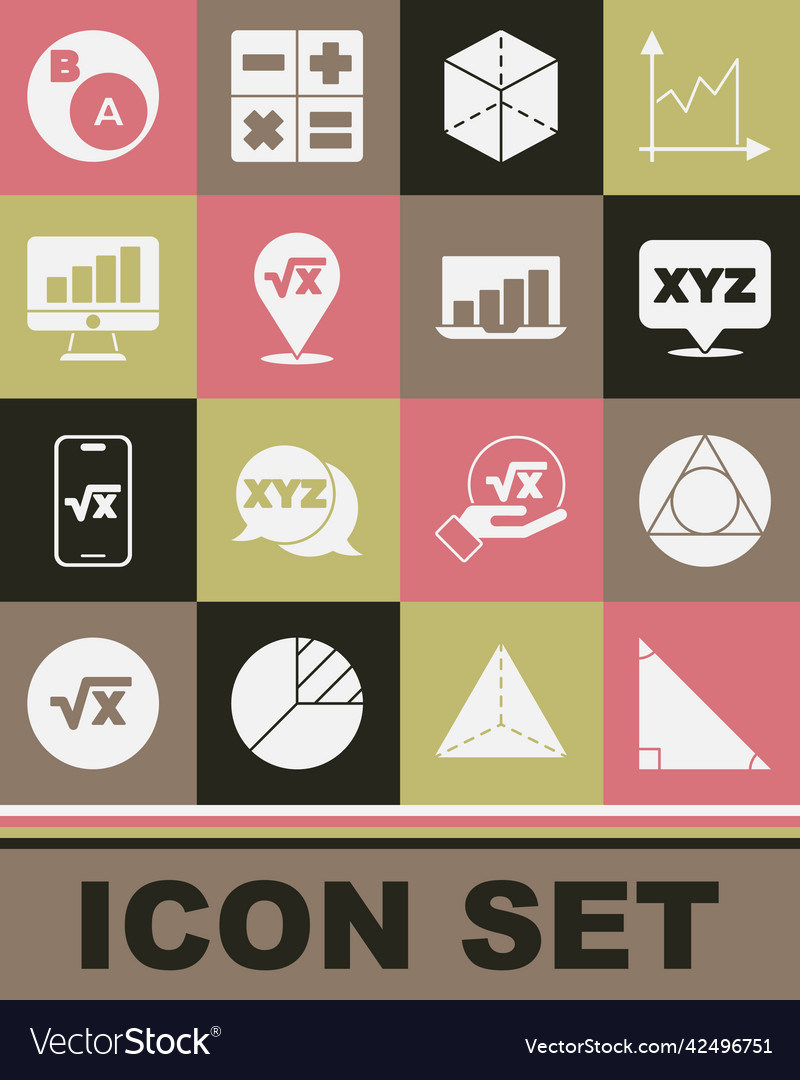 Set triangle math xyz coordinate system vector image Set triangle math xyz coordinate system