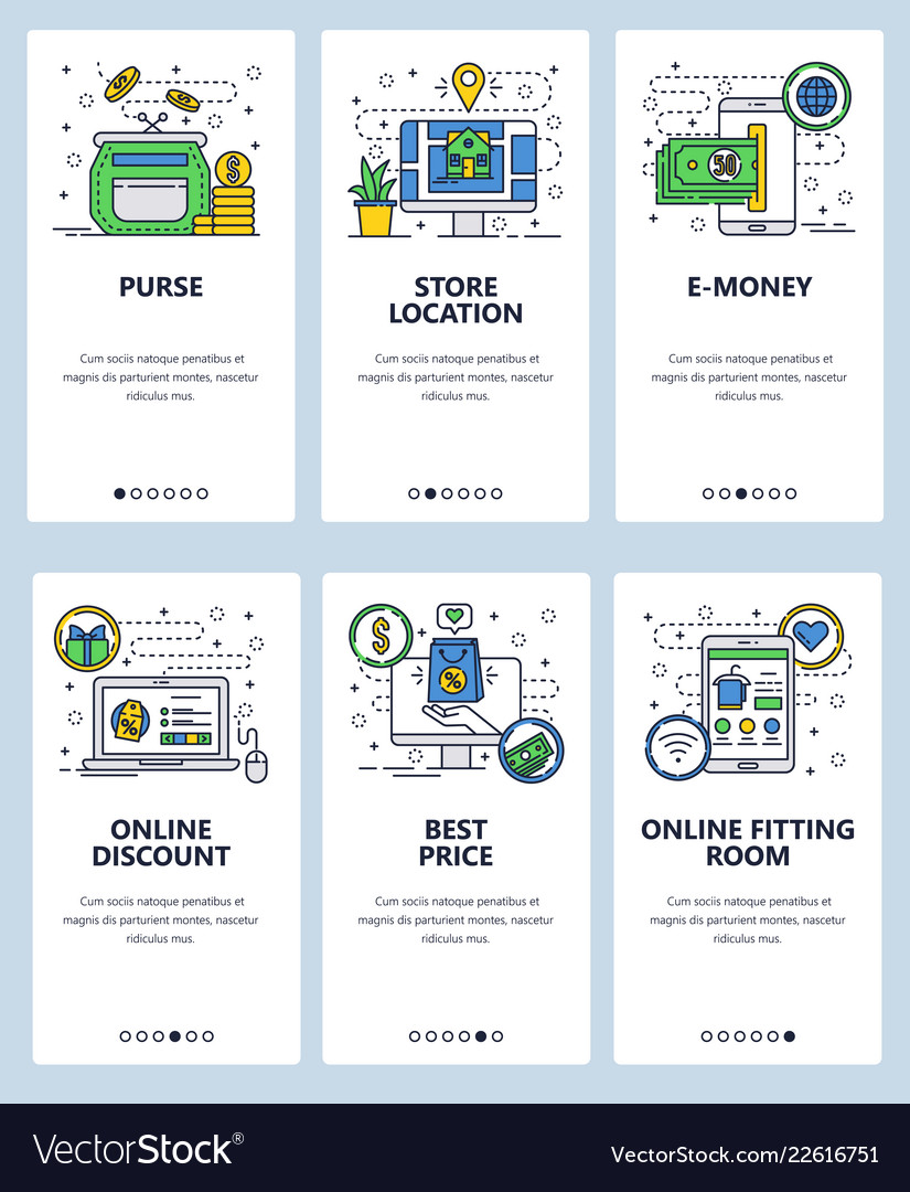 Web site linear art onboarding screens