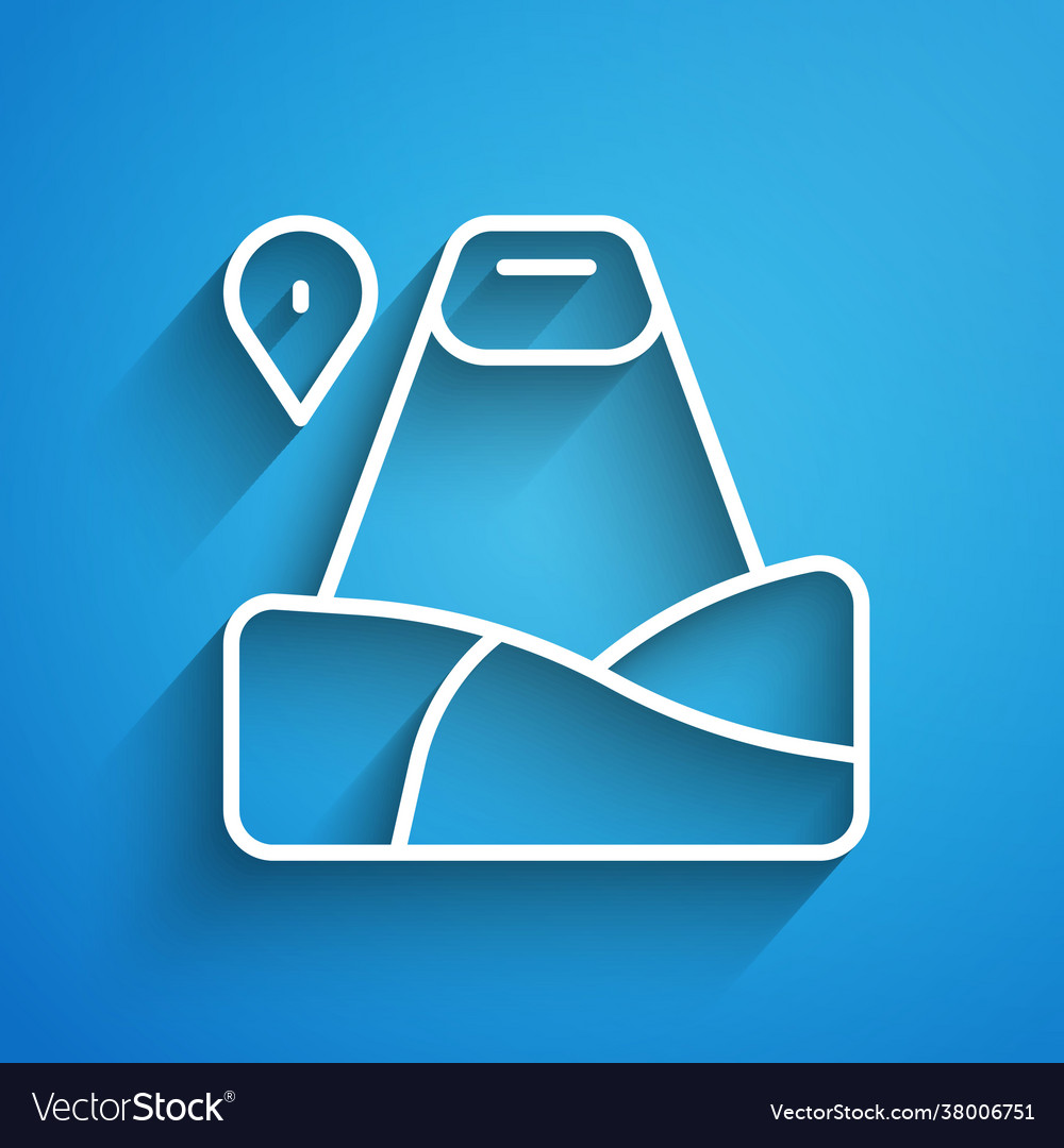 White line map pointer with mountain icon isolated vector image White line map pointer with mountain icon isolated